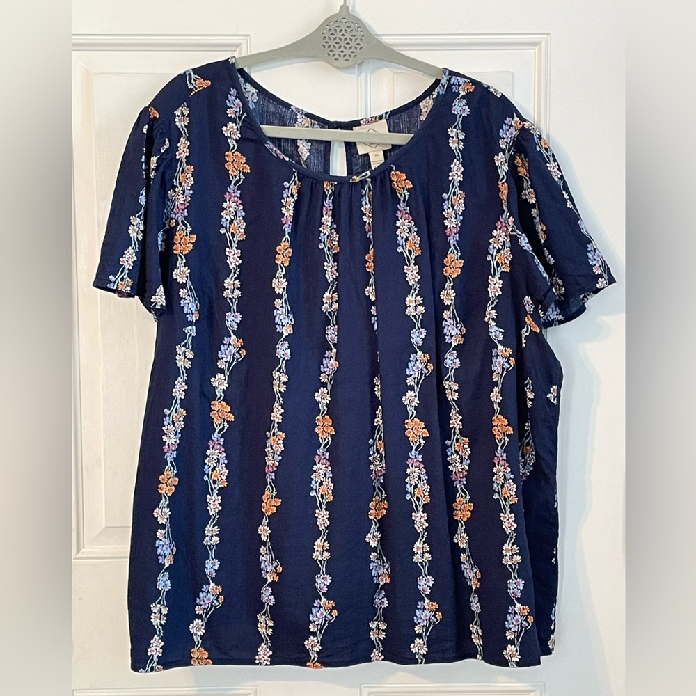 St. John's Bay Navy Floral Stripe Blouse